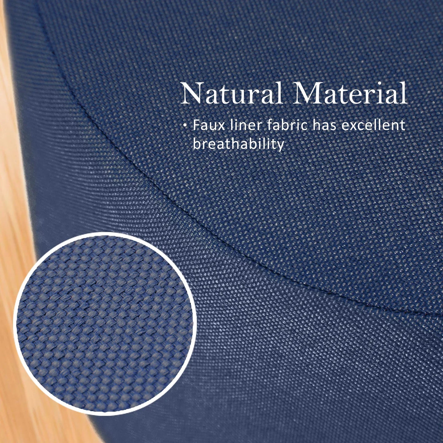 Fabric Ottoman Round Wooden Leg Foot Stool - DARK BLUE - Mekamart Australia