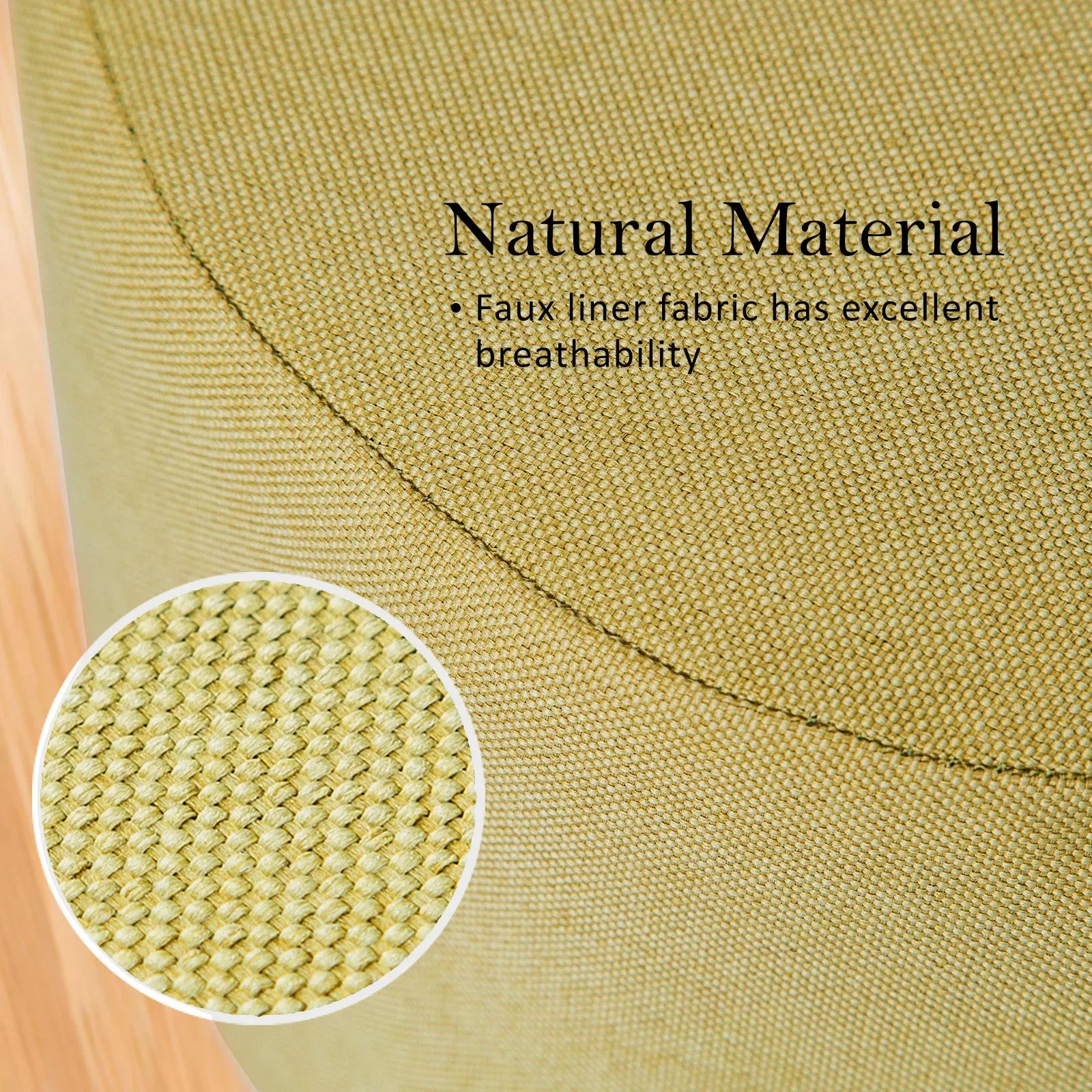 2X Fabric Ottoman Round Wooden Leg Foot Stool - Mustard Yellow - Mekamart Australia