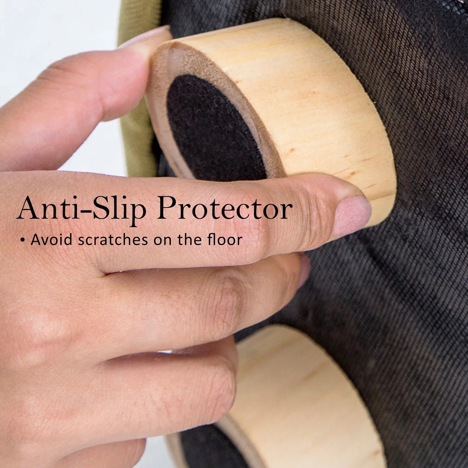 2X Fabric Ottoman Round Wooden Leg Foot Stool - Mustard Yellow - Mekamart Australia