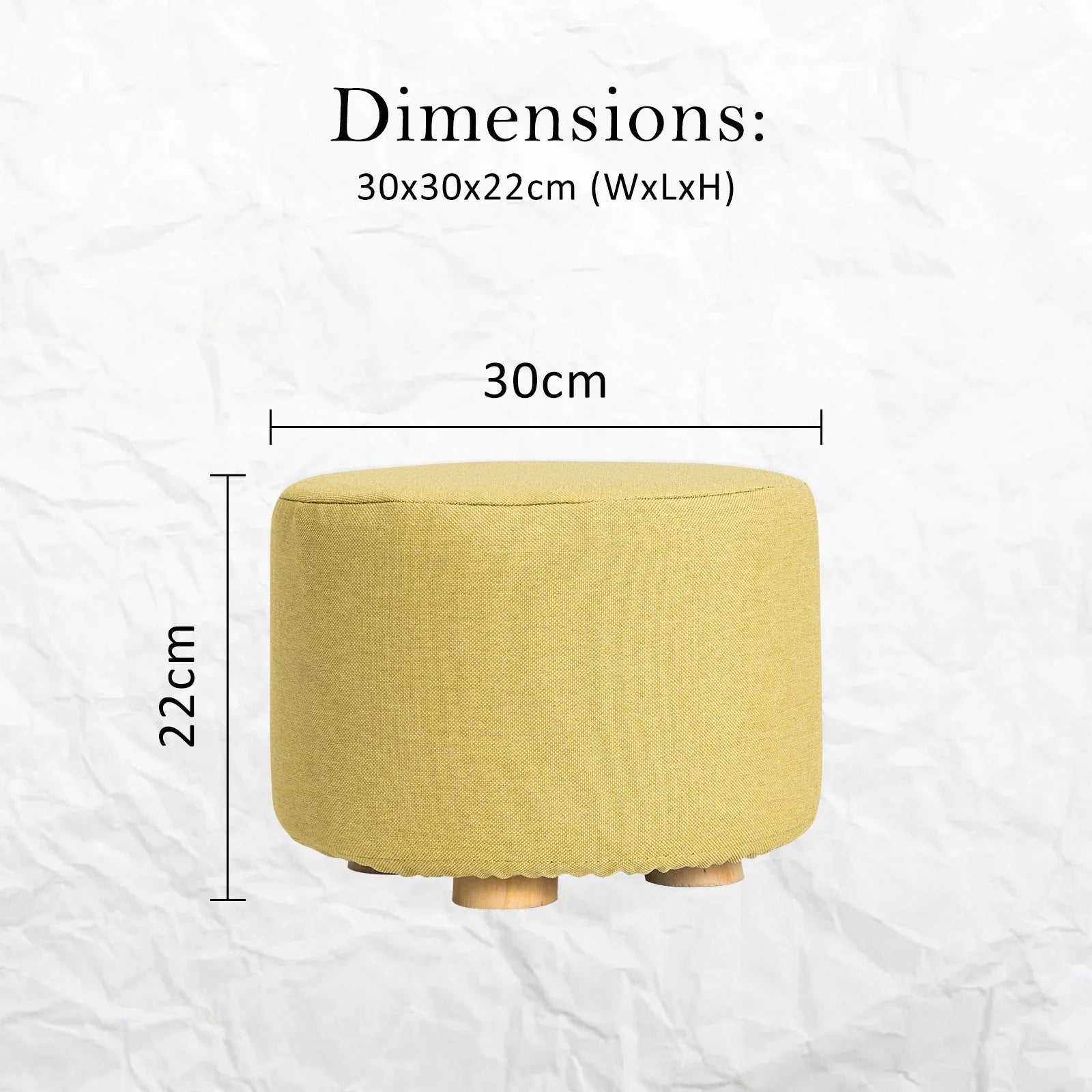 2X Fabric Ottoman Round Wooden Leg Foot Stool - Mustard Yellow - Mekamart Australia