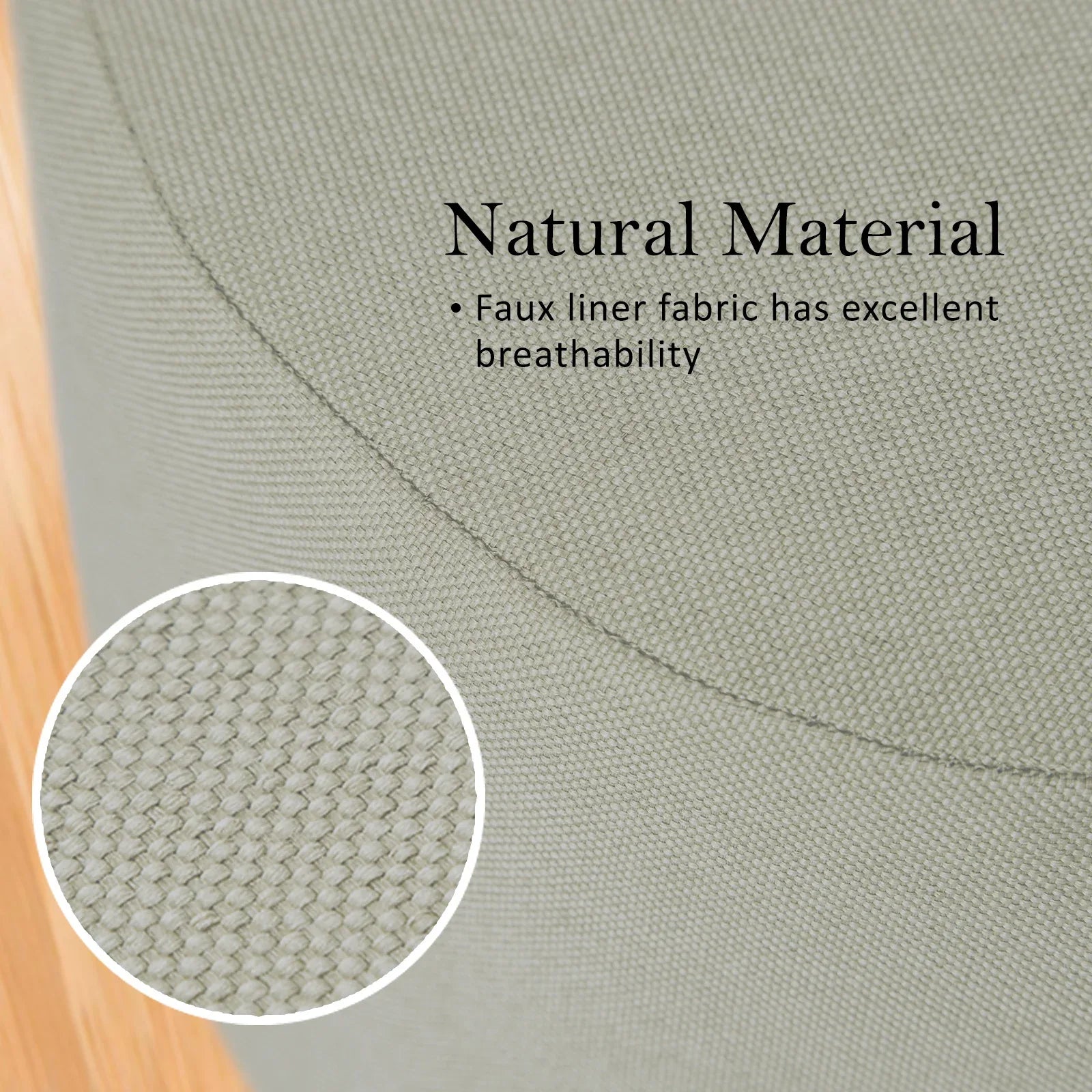 Fabric Ottoman Round Wooden Leg Foot Stool - GREY - Mekamart Australia