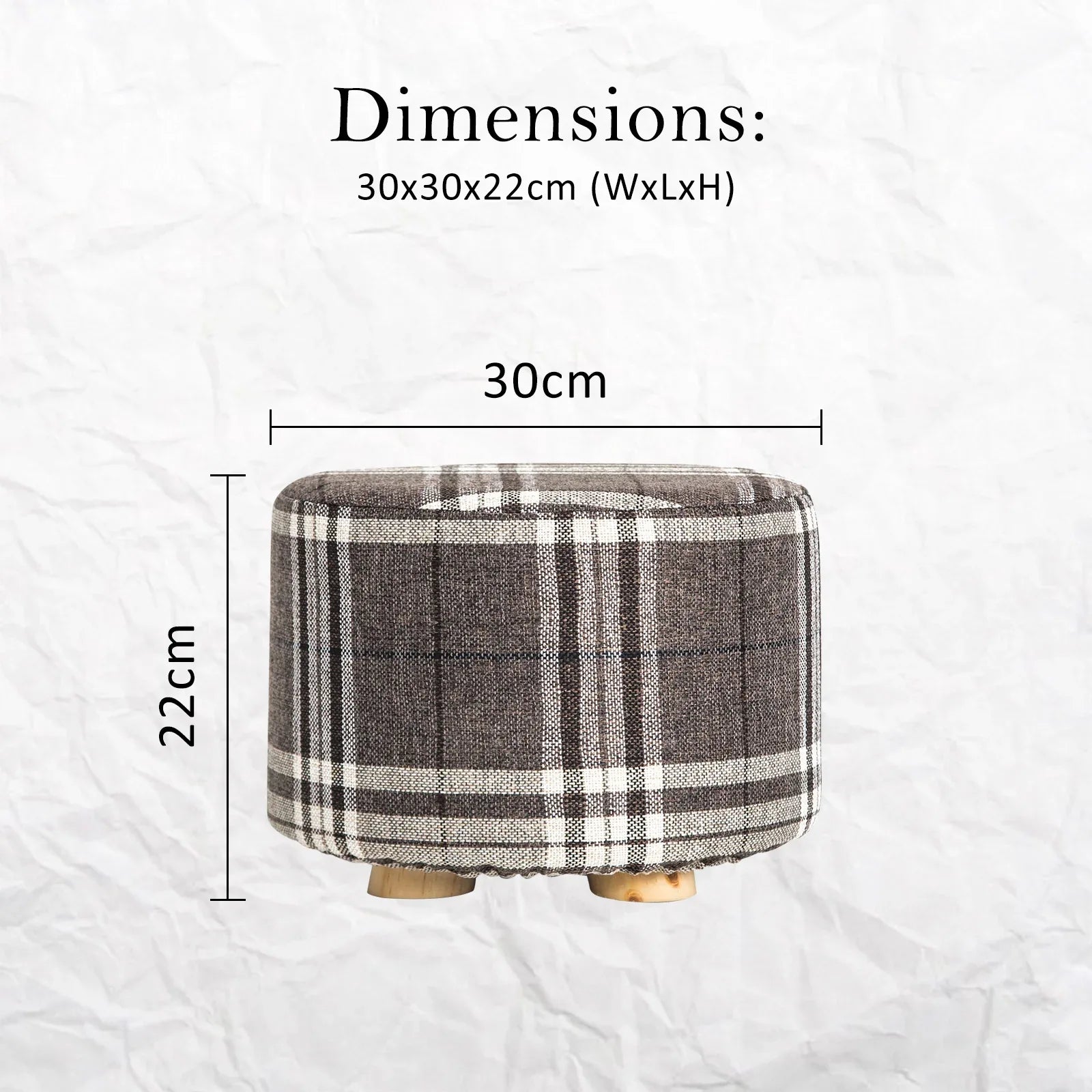 2X Fabric Ottoman Round Wooden Leg Foot Stool - LATTICE - Mekamart Australia