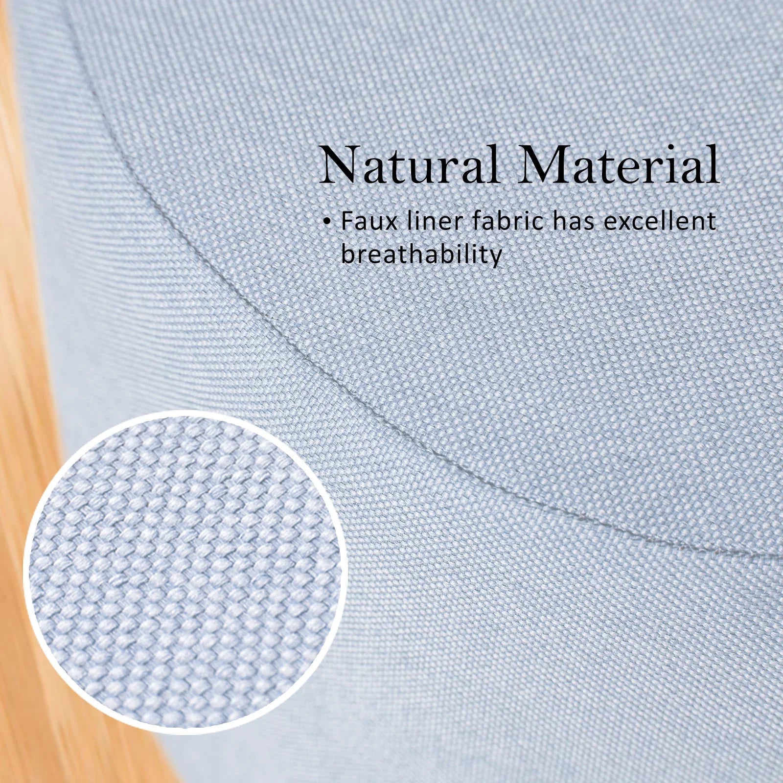 Fabric Ottoman Round Wooden Leg Foot Stool - LIGHT BLUE - Mekamart Australia