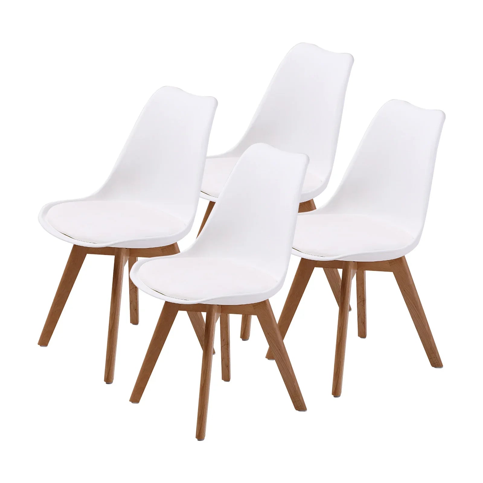 4X Retro Dining Cafe Chair Padded Seat WHITE - Mekamart Australia