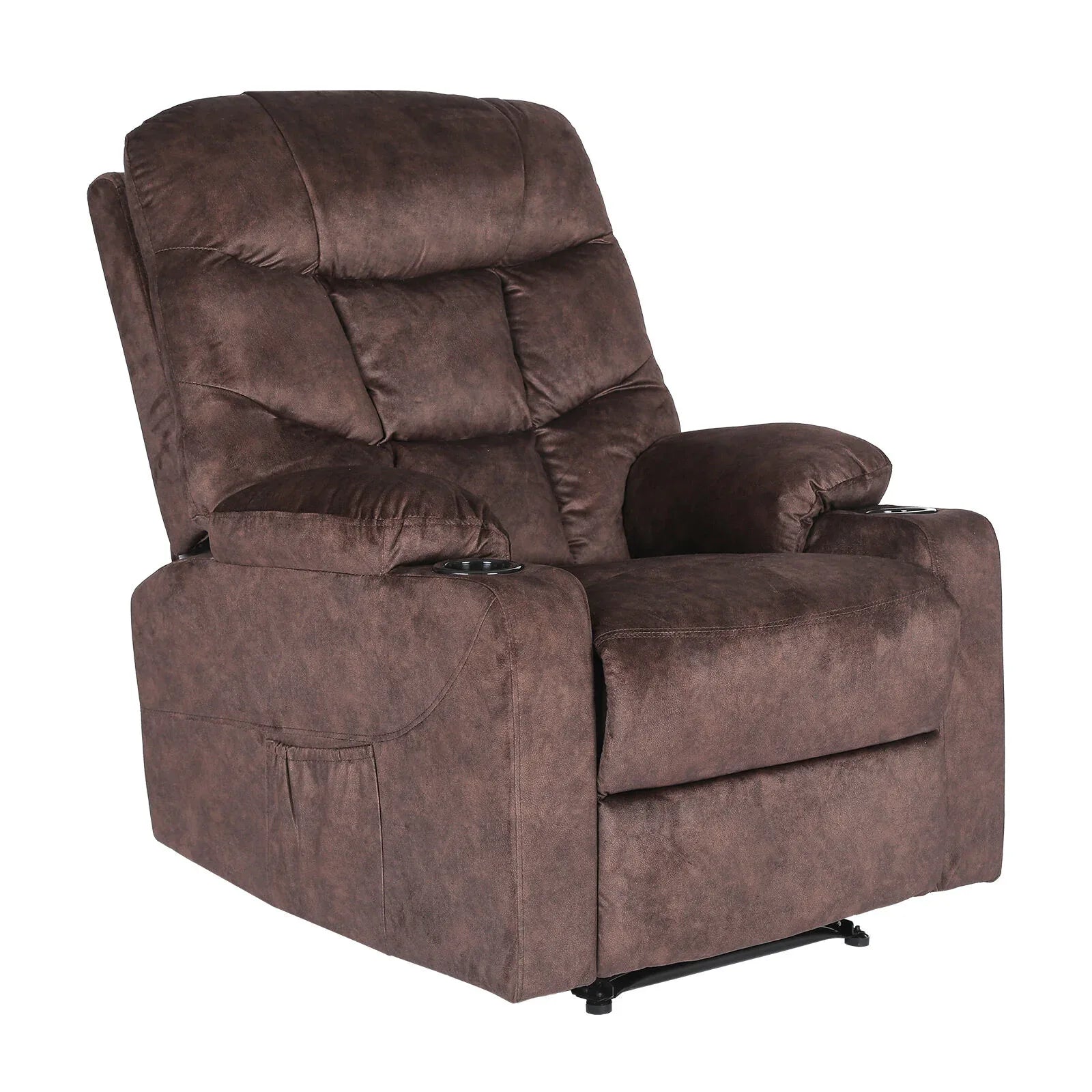 8-Point Electric Massage Recliner Chair - Leathaire Lounge Sofa Armchair AVERY BROWN - Mekamart Australia