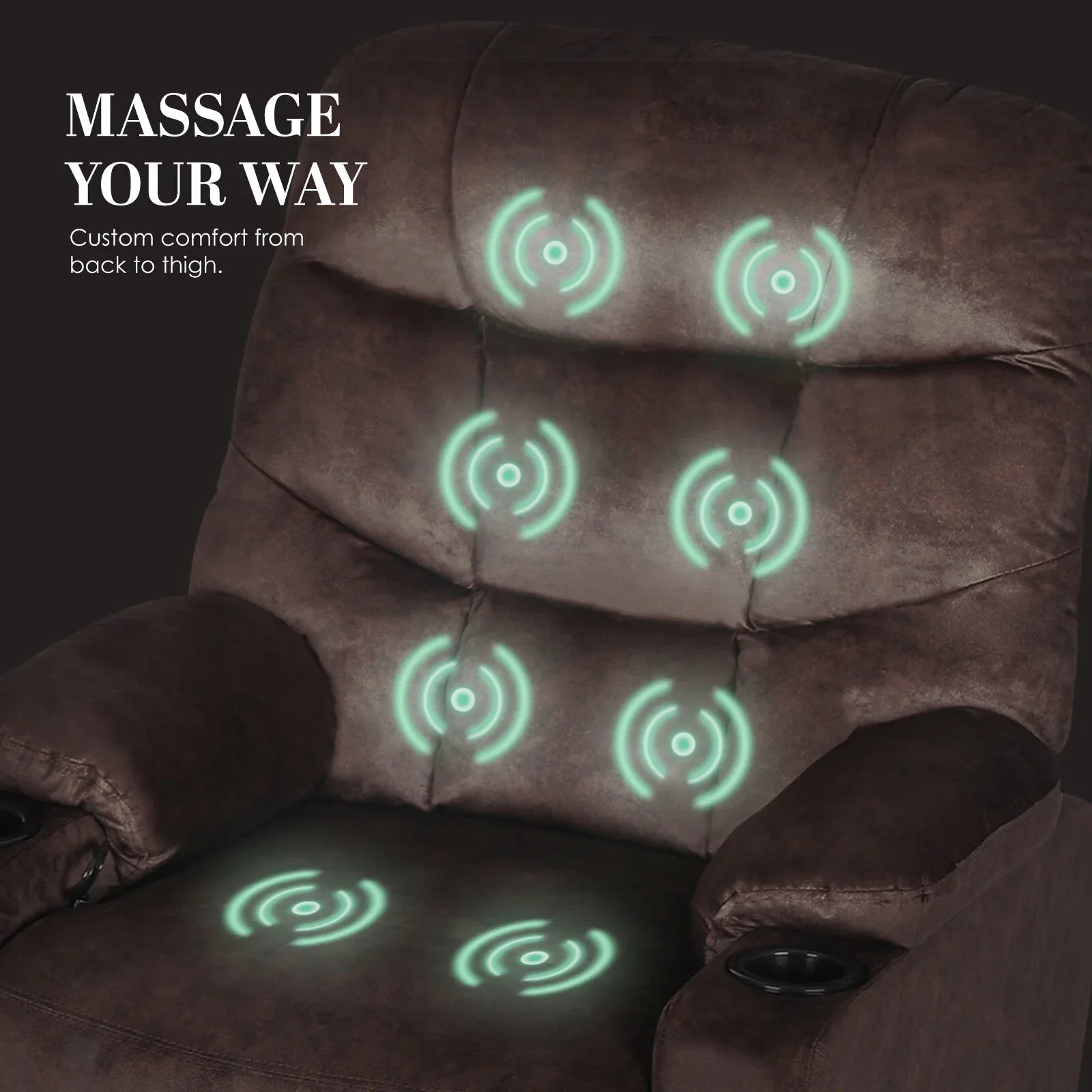 8-Point Electric Massage Recliner Chair - Leathaire Lounge Sofa Armchair AVERY BROWN - Mekamart Australia