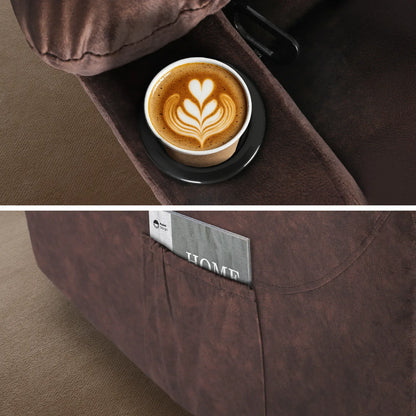 8-Point Electric Massage Recliner Chair - Leathaire Lounge Sofa Armchair AVERY BROWN - Mekamart Australia