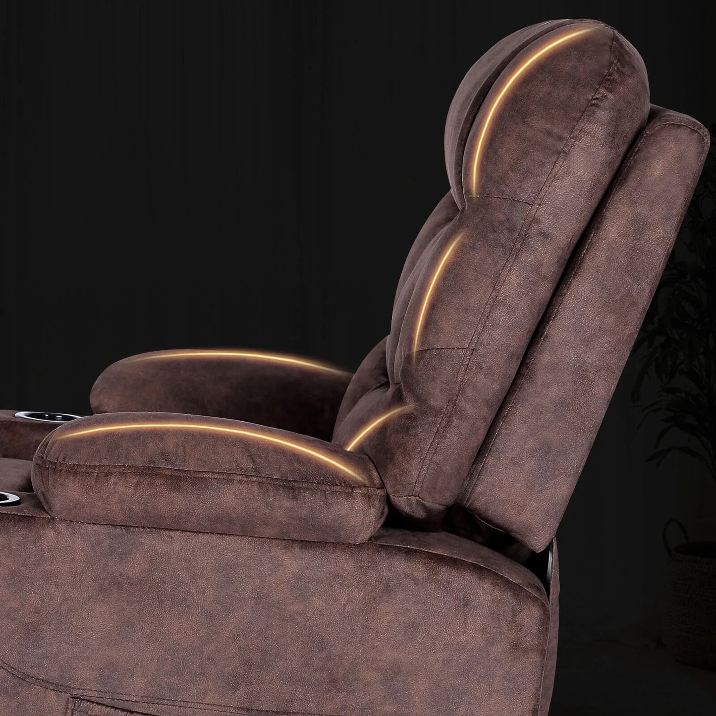 8-Point Electric Massage Recliner Chair - Leathaire Lounge Sofa Armchair AVERY BROWN - Mekamart Australia