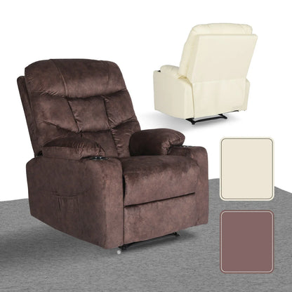 8-Point Electric Massage Recliner Chair - Leathaire Lounge Sofa Armchair AVERY BROWN - Mekamart Australia