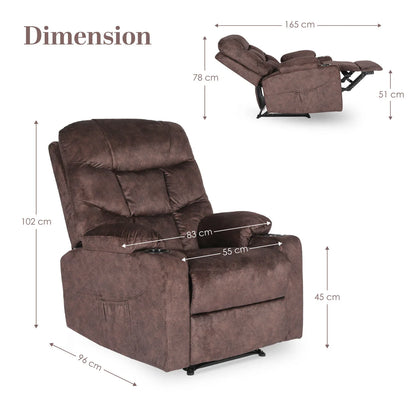 8-Point Electric Massage Recliner Chair - Leathaire Lounge Sofa Armchair AVERY BROWN - Mekamart Australia