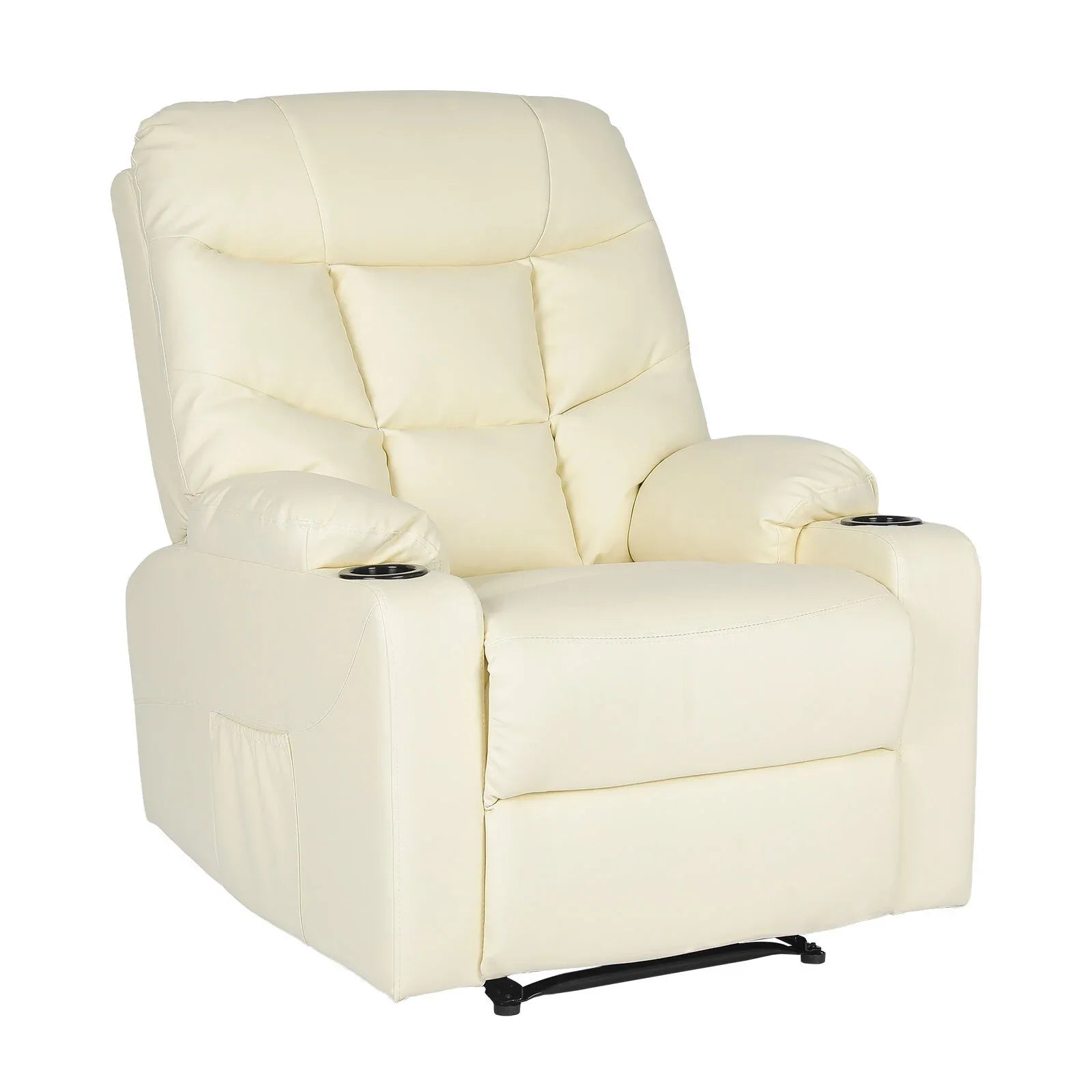 8-Point Electric Massage Recliner Chair - PU Leather Lounge Sofa Armchair ARLEEN BEIGE - Mekamart Australia