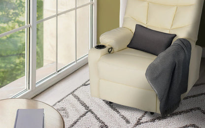 8-Point Electric Massage Recliner Chair - PU Leather Lounge Sofa Armchair ARLEEN BEIGE - Mekamart Australia