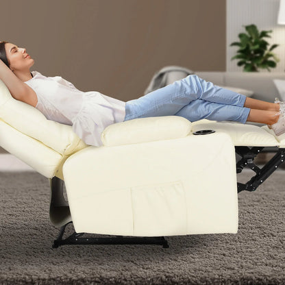 8-Point Electric Massage Recliner Chair - PU Leather Lounge Sofa Armchair ARLEEN BEIGE - Mekamart Australia