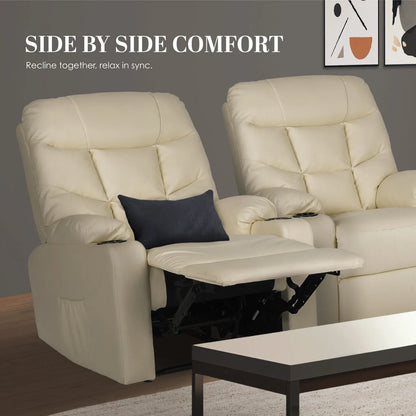 8-Point Electric Massage Recliner Chair - PU Leather Lounge Sofa Armchair ARLEEN BEIGE - Mekamart Australia