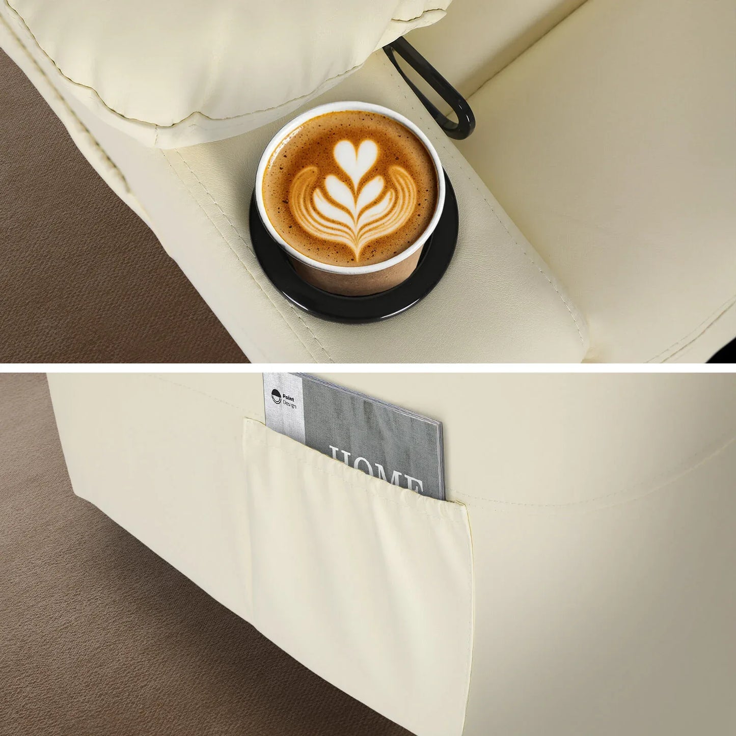 8-Point Electric Massage Recliner Chair - PU Leather Lounge Sofa Armchair ARLEEN BEIGE - Mekamart Australia