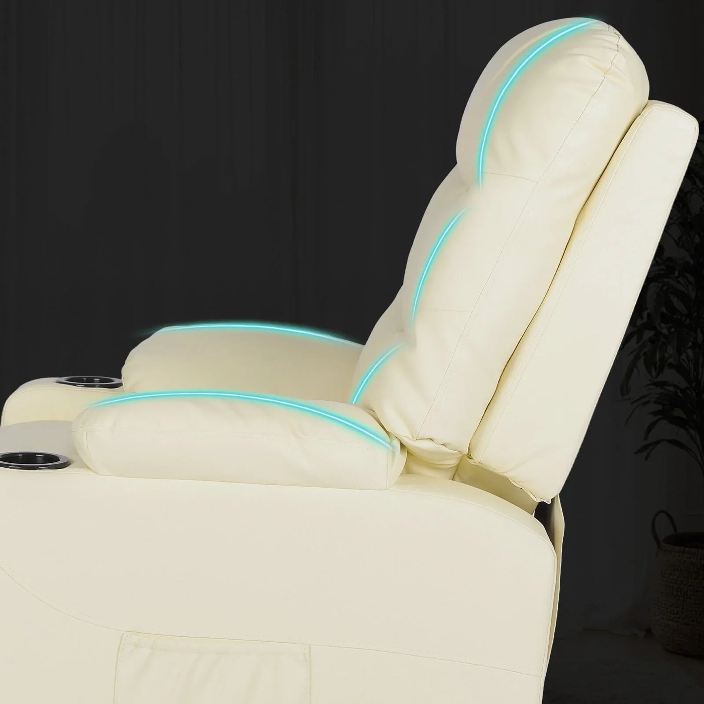8-Point Electric Massage Recliner Chair - PU Leather Lounge Sofa Armchair ARLEEN BEIGE - Mekamart Australia