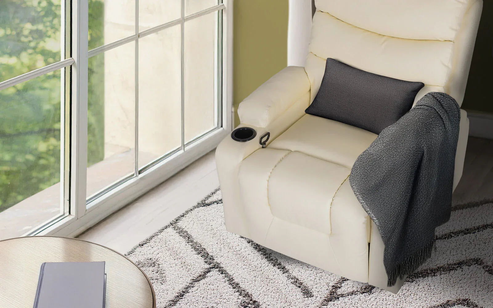 8-Point Electric Massage Recliner Chair - PU Leather Lounge Sofa Armchair CELINA CREAM - Mekamart Australia