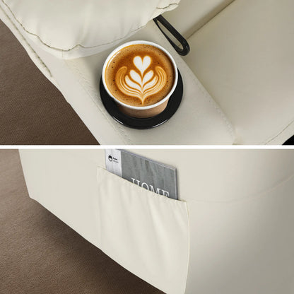 8-Point Electric Massage Recliner Chair - PU Leather Lounge Sofa Armchair CELINA CREAM - Mekamart Australia