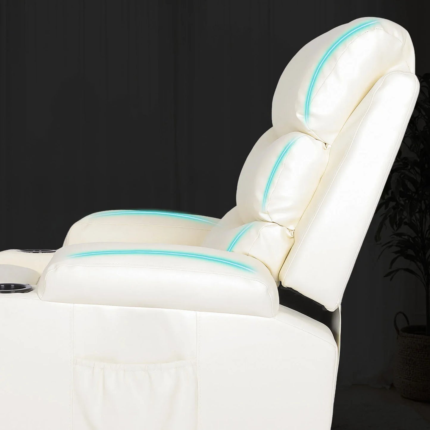 8-Point Electric Massage Recliner Chair - PU Leather Lounge Sofa Armchair CELINA CREAM - Mekamart Australia