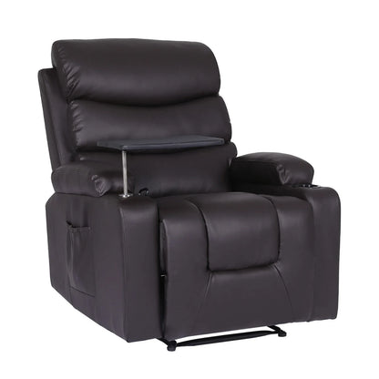 8-Point Electric Massage Recliner Chair - PU Leather Electric Lounge Sofa Armchair HARLOW BROWN - Mekamart Australia