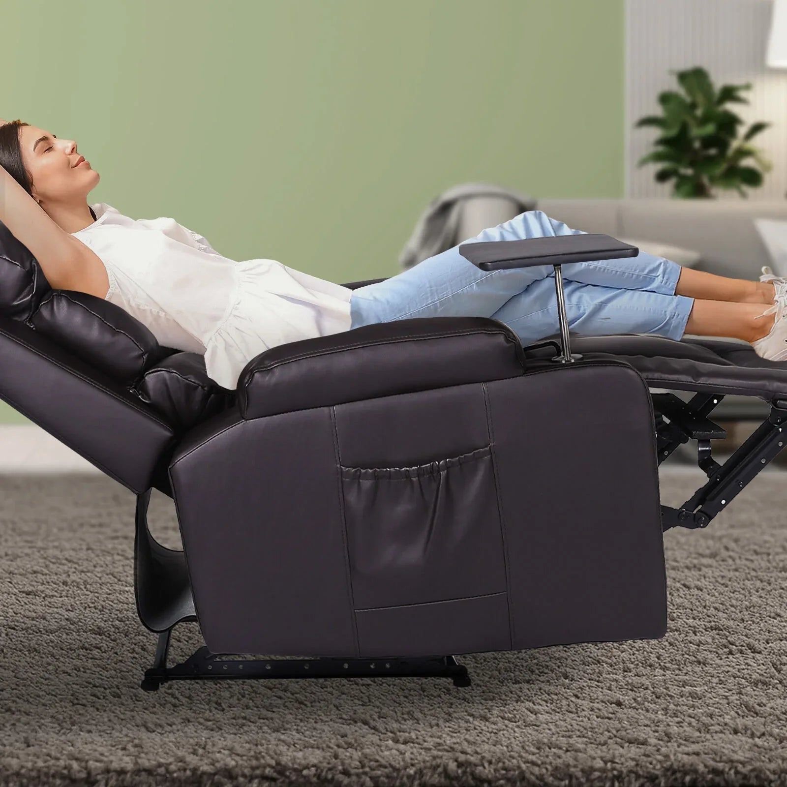 8-Point Electric Massage Recliner Chair - PU Leather Electric Lounge Sofa Armchair HARLOW BROWN - Mekamart Australia