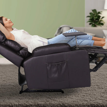8-Point Electric Massage Recliner Chair - PU Leather Electric Lounge Sofa Armchair HARLOW BROWN - Mekamart Australia