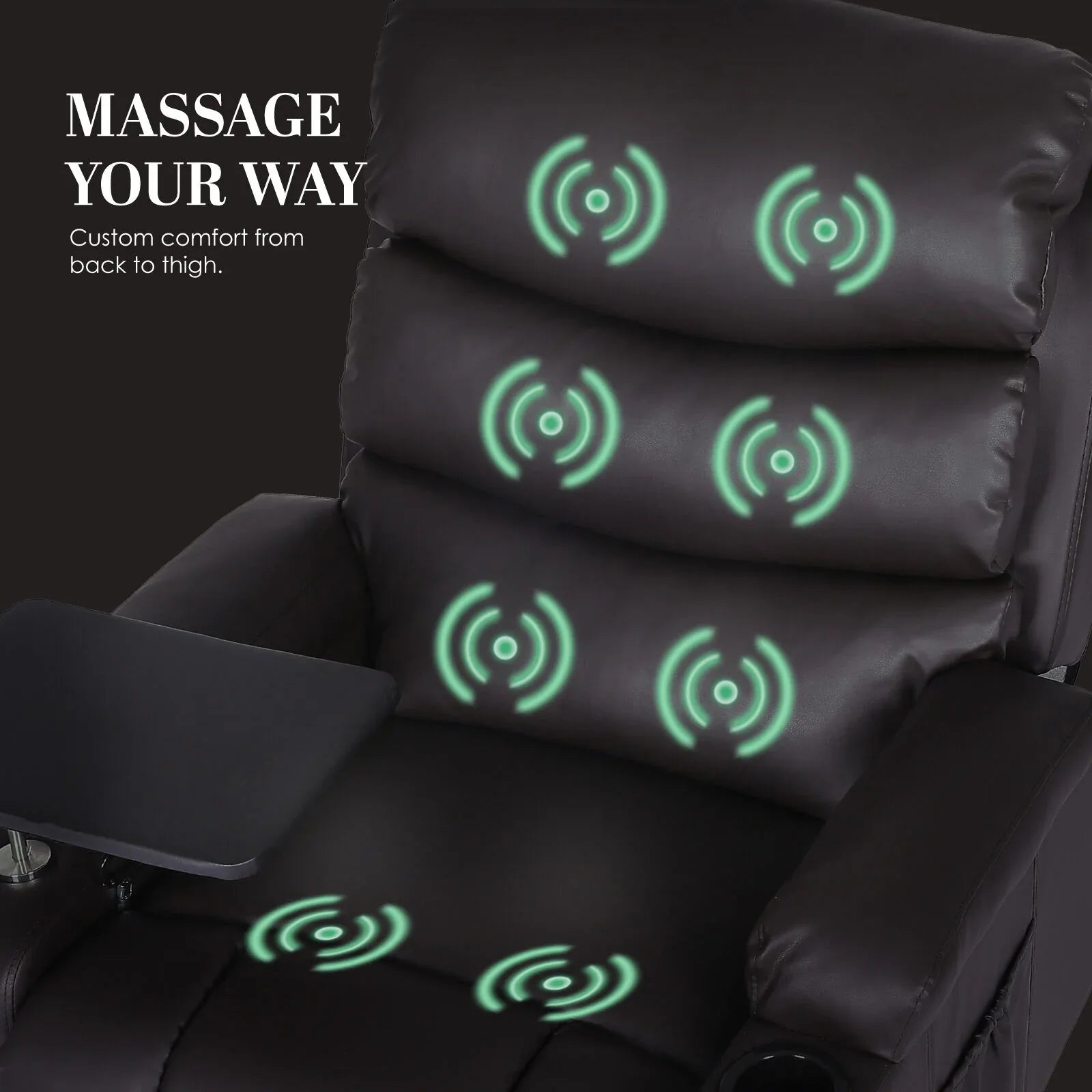 8-Point Electric Massage Recliner Chair - PU Leather Electric Lounge Sofa Armchair HARLOW BROWN - Mekamart Australia