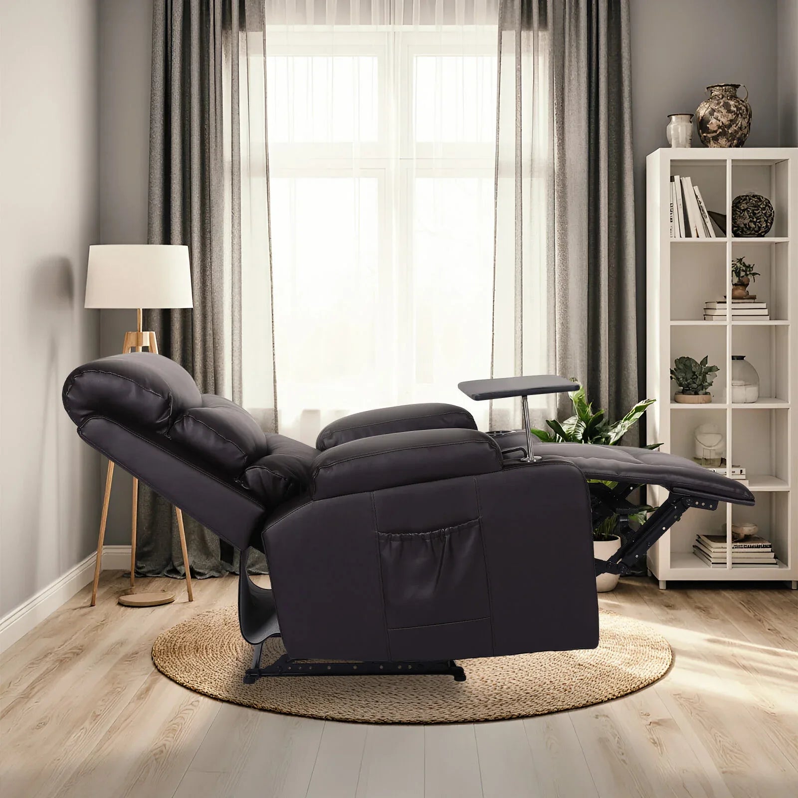 8-Point Electric Massage Recliner Chair - PU Leather Electric Lounge Sofa Armchair HARLOW BROWN - Mekamart Australia