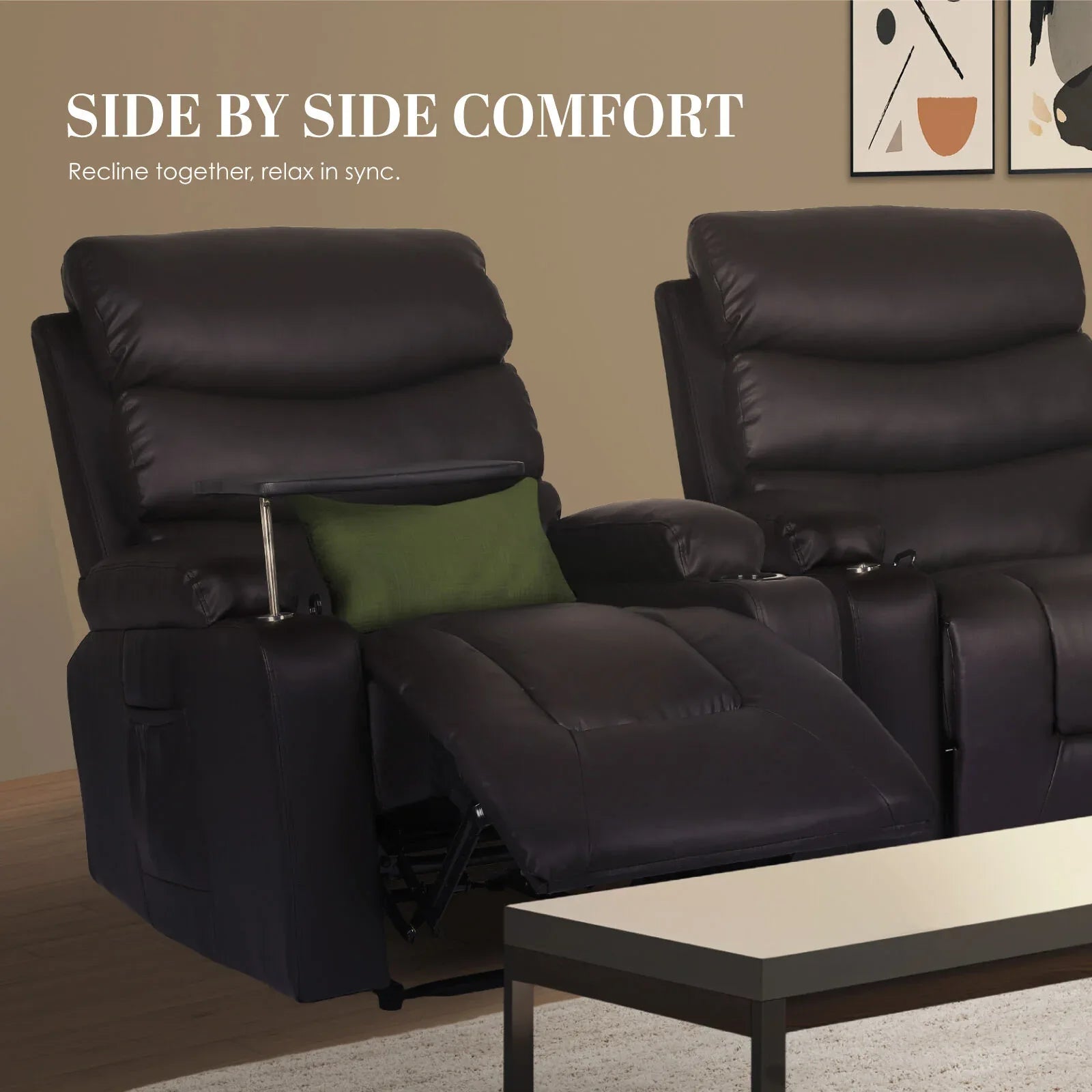 8-Point Electric Massage Recliner Chair - PU Leather Electric Lounge Sofa Armchair HARLOW BROWN - Mekamart Australia