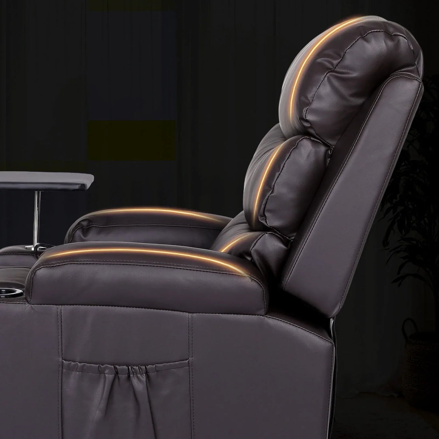 8-Point Electric Massage Recliner Chair - PU Leather Electric Lounge Sofa Armchair HARLOW BROWN - Mekamart Australia