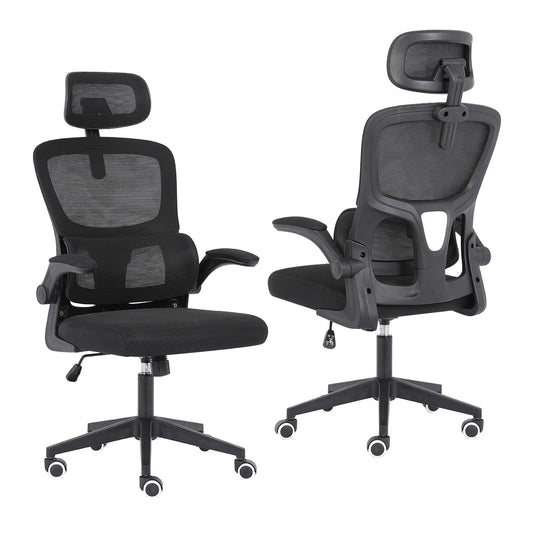 Work Office Chair - Lumber Support, Flip-up Armrest, Adjustable Headrest SITIO - Black