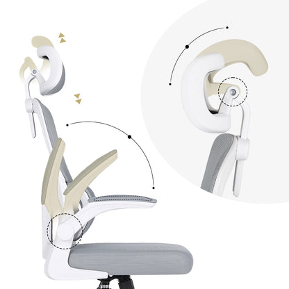 Work Office Chair - Lumber Support, Flip-up Armrest, Adjustable Headrest SITIO - GREY