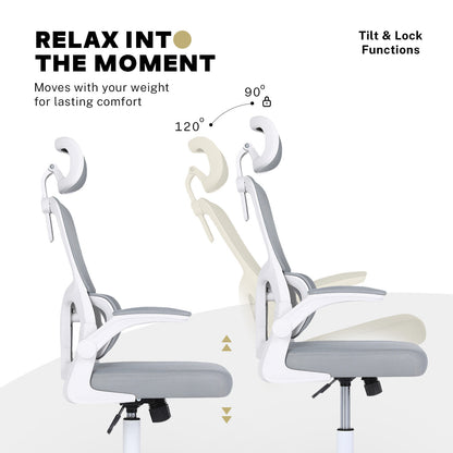 Work Office Chair - Lumber Support, Flip-up Armrest, Adjustable Headrest SITIO - GREY