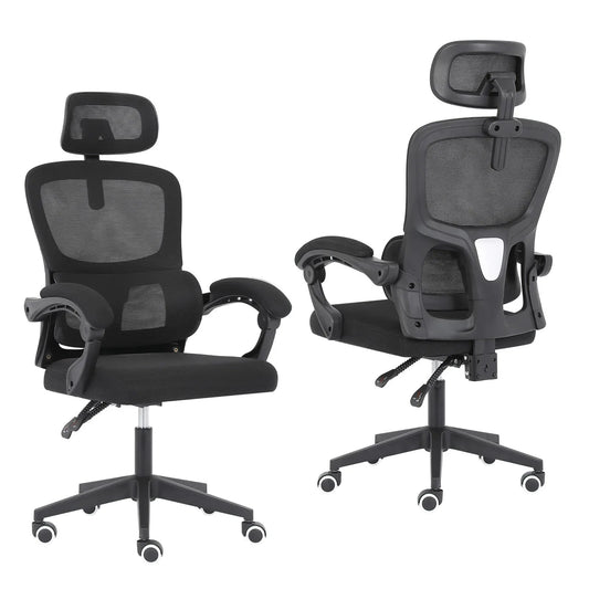 Ergonomic Reclining Office Chair - Lumbar Support, Adjustable Headrest VELTRA - BLACK