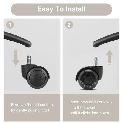 5X 2'' Twin Wheel Office Chair Casters - Slient Smooth, 11x22mm Stem