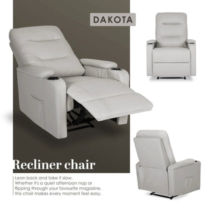 Home Recliner Chair - PU Leather Sofa Lounge Armchair DAKOTA GREY - Mekamart Australia