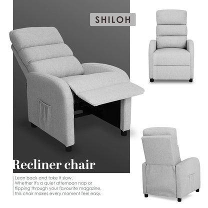Home Recliner Chair - Linen Fabric Sofa Lounge Armchair SHILOH GREY - Mekamart Australia
