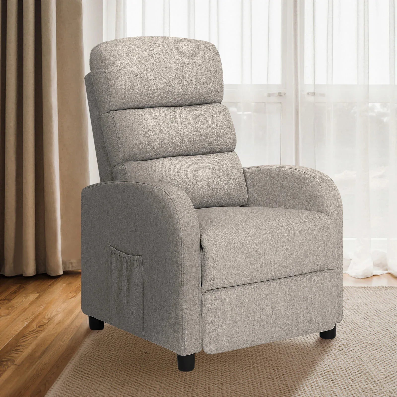 Home Recliner Chair - Linen Fabric Sofa Lounge Armchair SHILOH GREY - Mekamart Australia