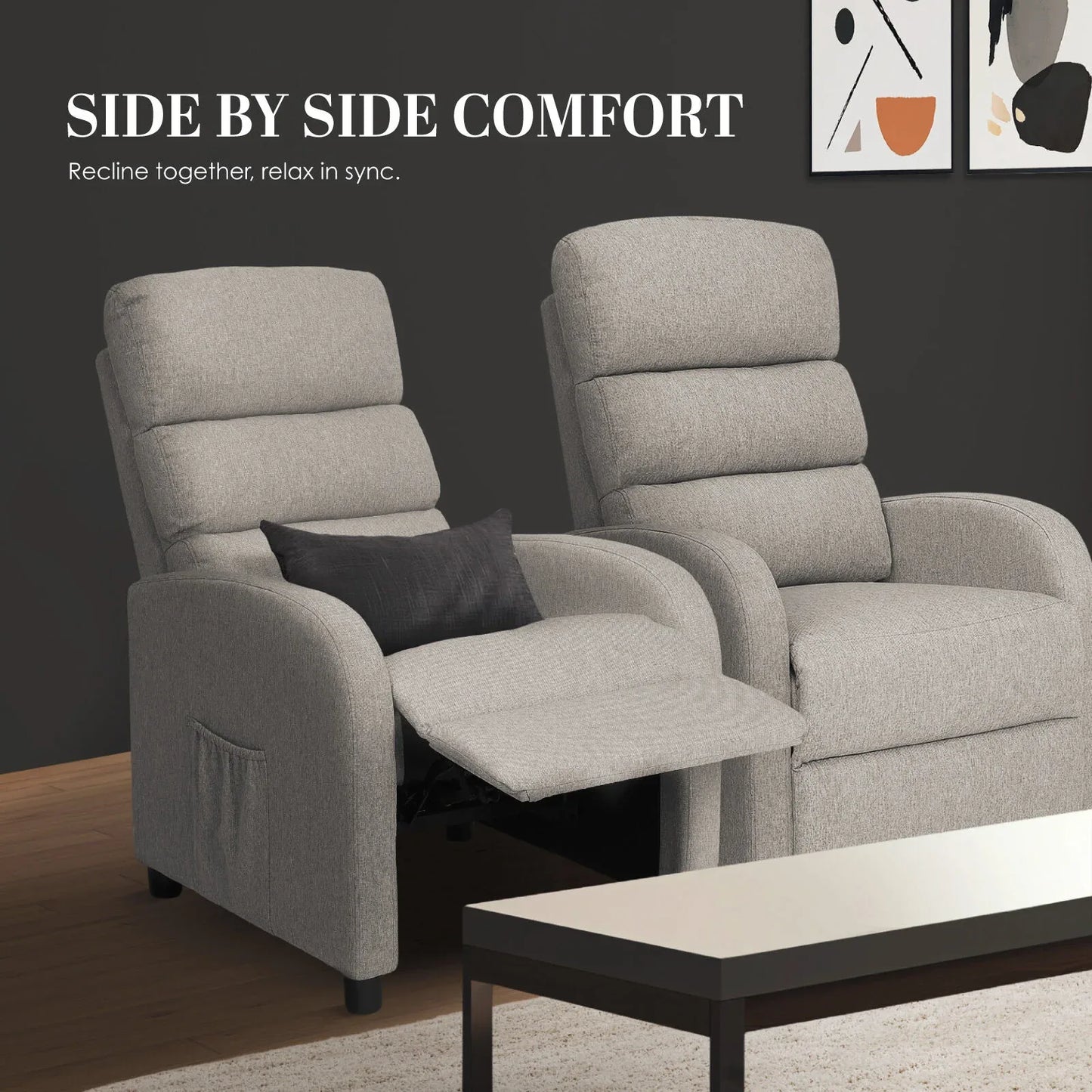Home Recliner Chair - Linen Fabric Sofa Lounge Armchair SHILOH GREY - Mekamart Australia