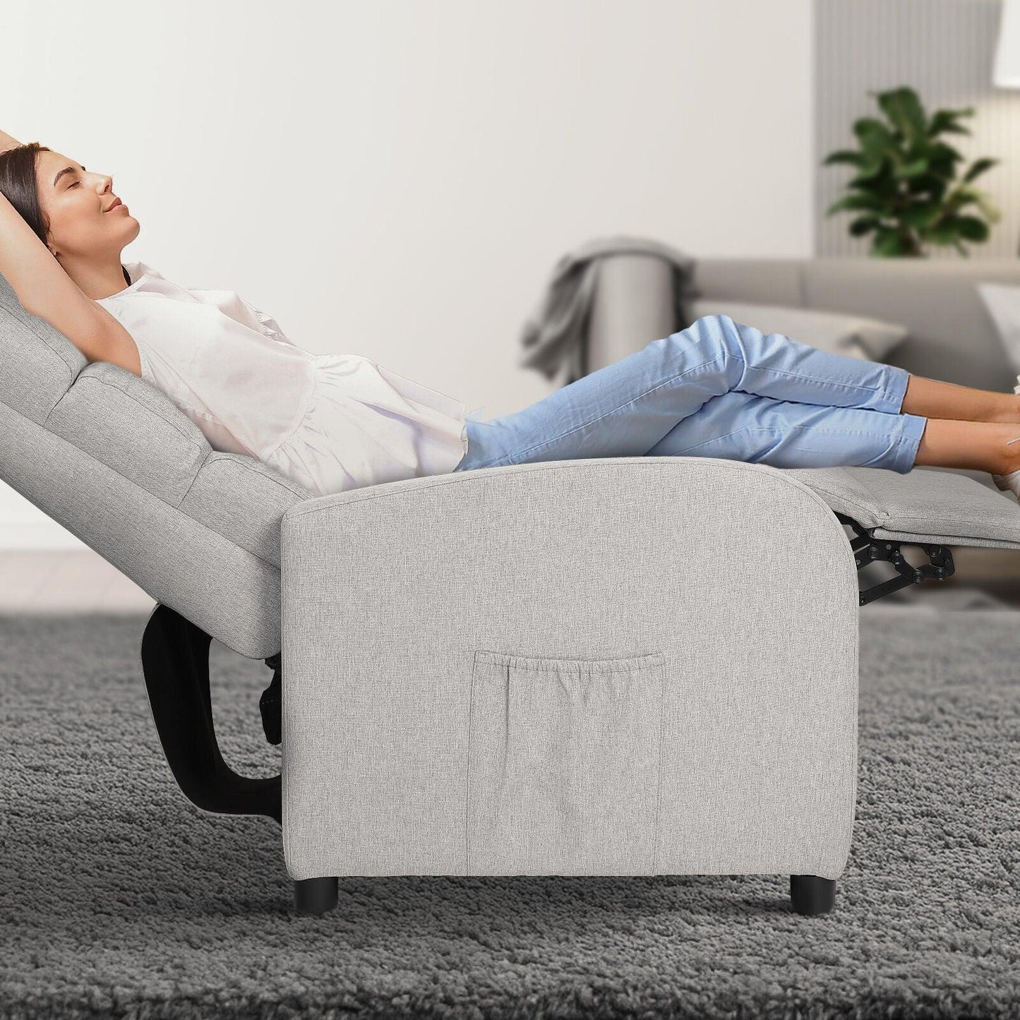 Home Recliner Chair - Linen Fabric Sofa Lounge Armchair SHILOH GREY - Mekamart Australia