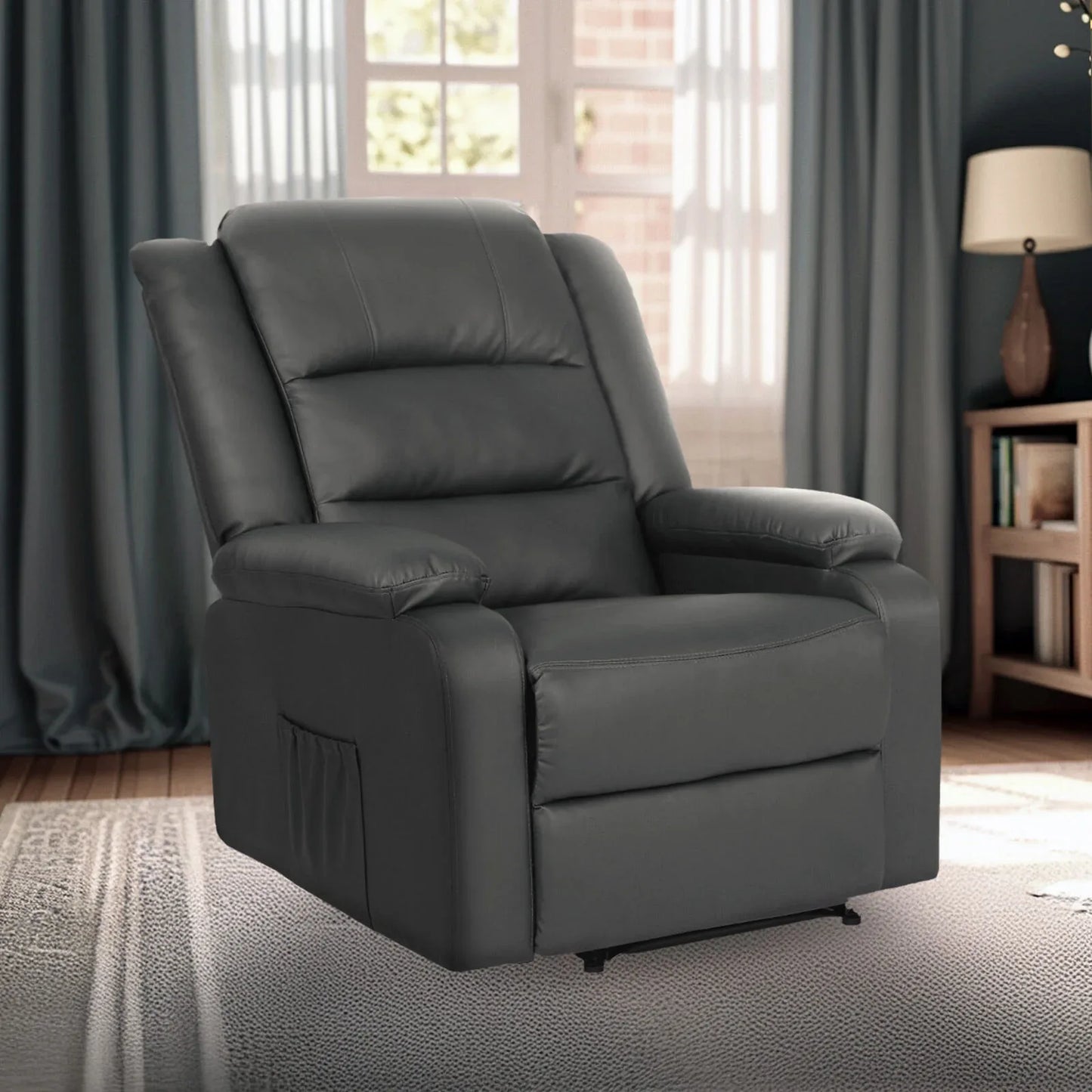 Home Recliner Chair - PU Leather Sofa Lounge Armchair MARLO GREY - Mekamart Australia