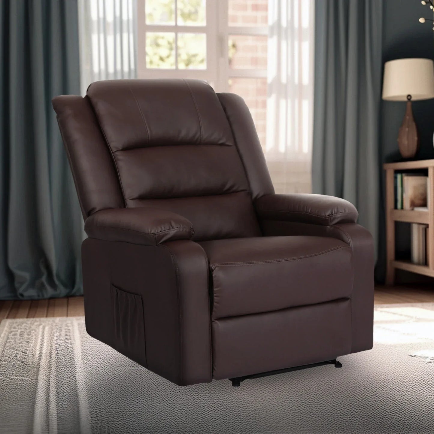 Home Recliner Chair - PU Leather Sofa Lounge Armchair MARLO BROWN - Mekamart Australia