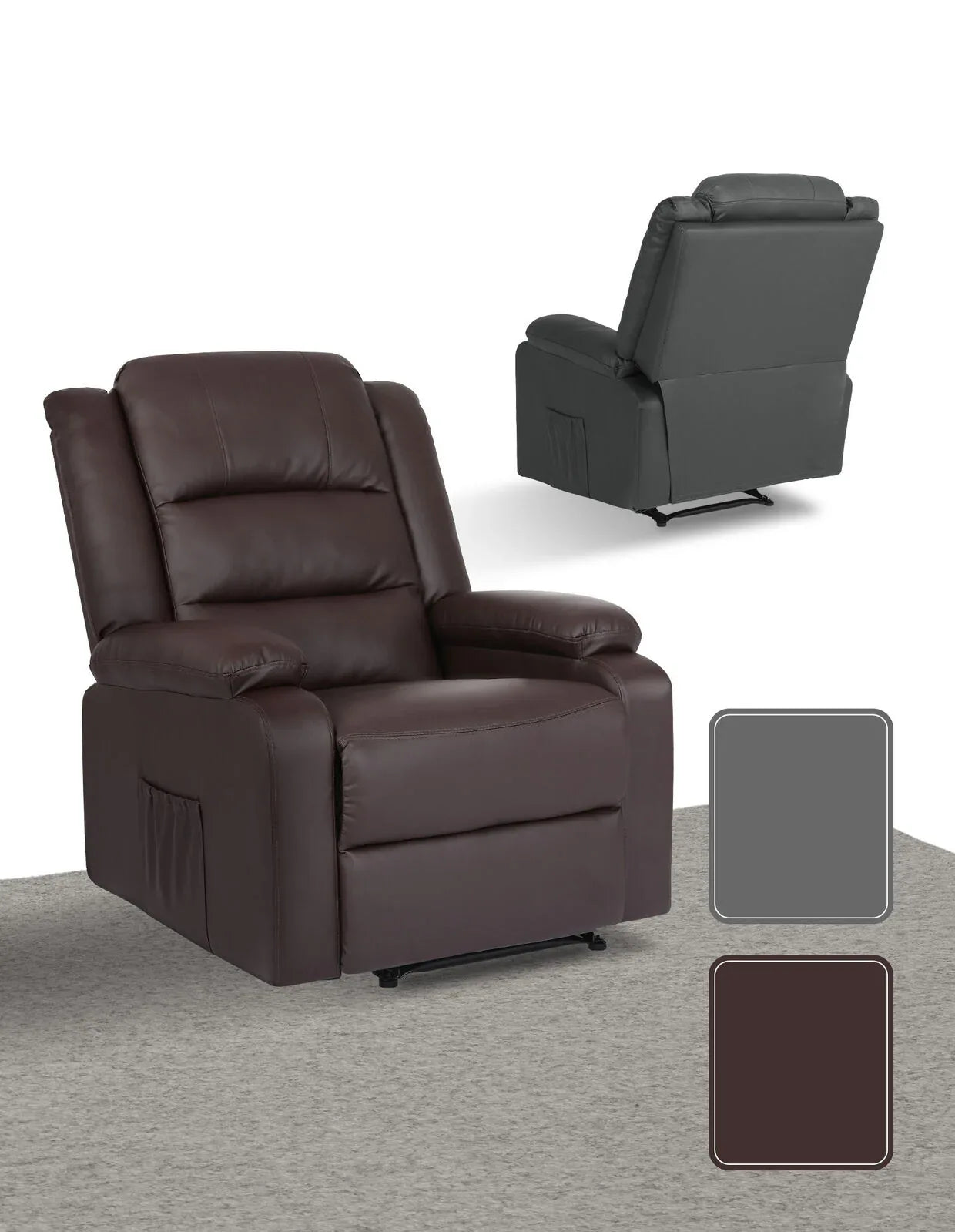 Home Recliner Chair - PU Leather Sofa Lounge Armchair MARLO BROWN - Mekamart Australia