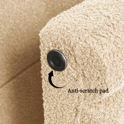 Ridge Arch Ottoman Stool Teddy Fleece Fabric Foot Rest 45cm BEIGE - Mekamart Australia