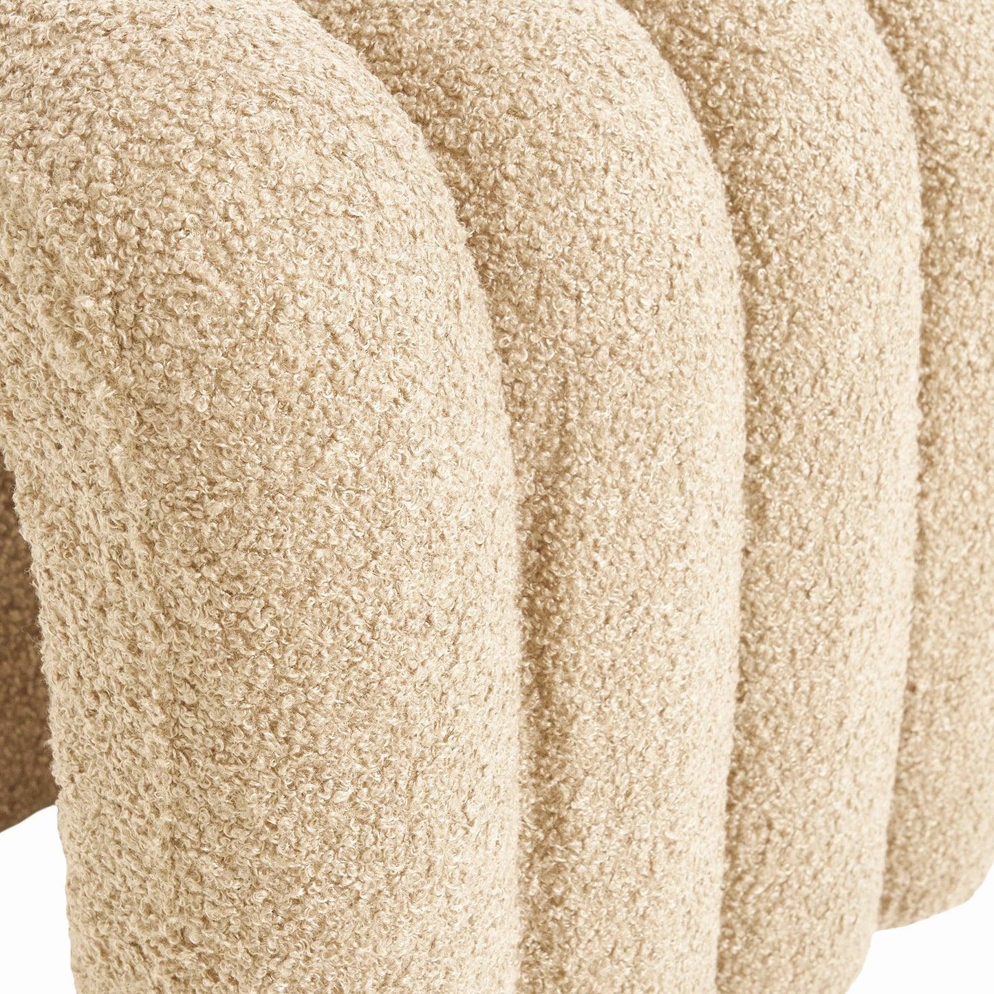 2X Ridge Arch Ottoman Stool Teddy Fleece Fabric Foot Rest 45cm BEIGE - Mekamart Australia