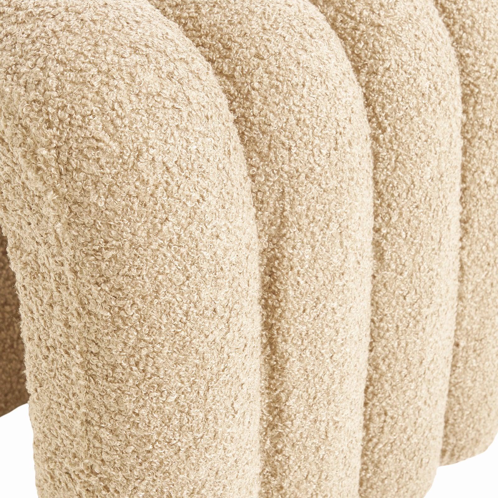 2X Ridge Arch Ottoman Stool Teddy Fleece Fabric Foot Rest 45cm BEIGE - Mekamart Australia
