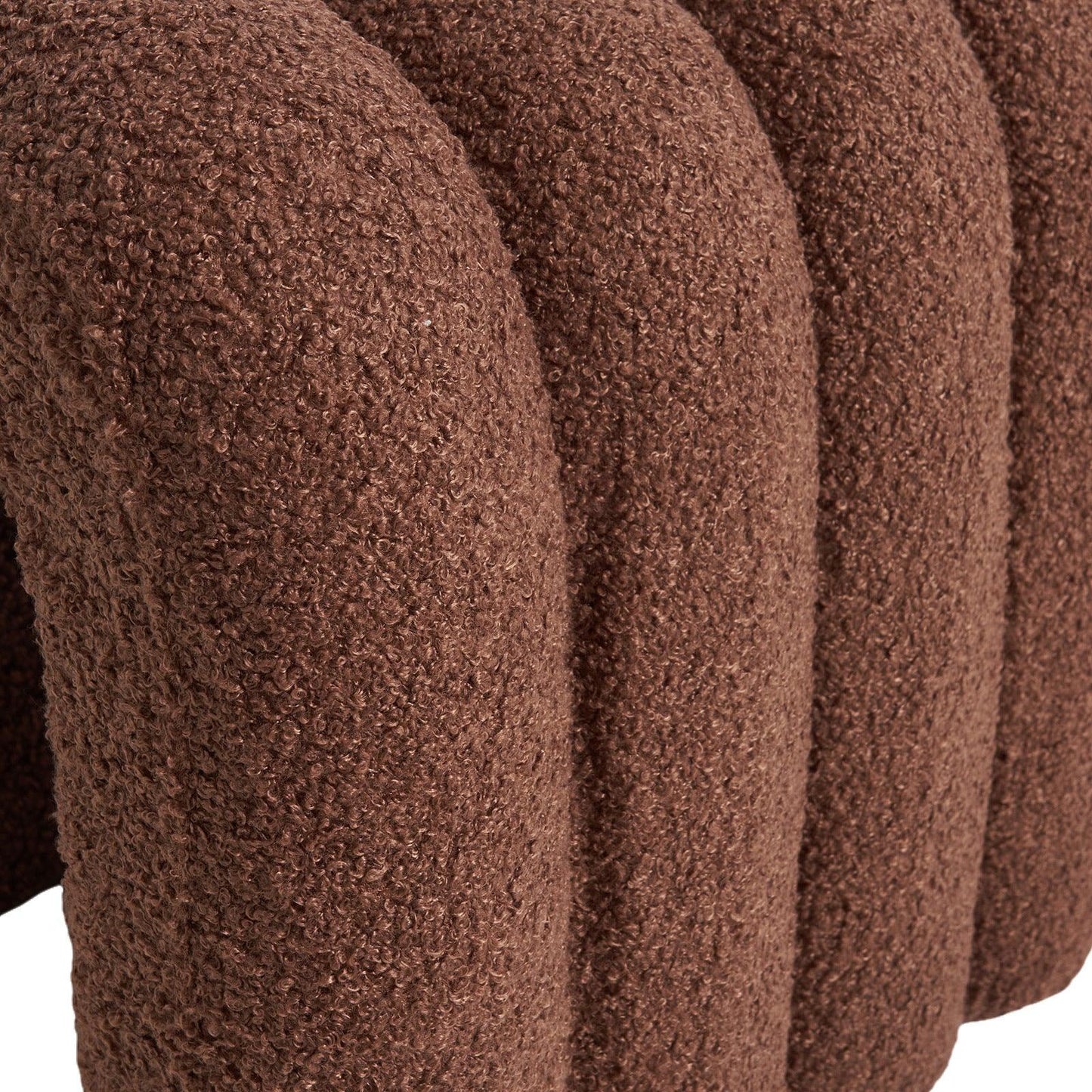 Ridge Arch Ottoman Stool Teddy Fleece Fabric Foot Rest 45cm BROWN - Mekamart Australia