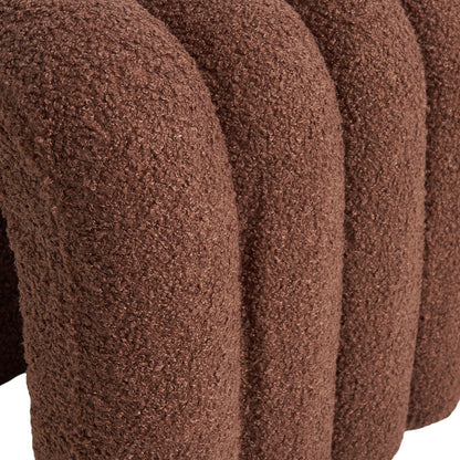 2X Ridge Arch Ottoman Stool Teddy Fleece Fabric Foot Rest 45cm BROWN - Mekamart Australia