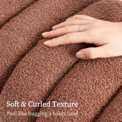 2X Ridge Arch Ottoman Stool Teddy Fleece Fabric Foot Rest 45cm BROWN - Mekamart Australia