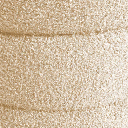 Round Stacked Ottoman Stool Teddy Fleece Fabric Foot Rest 38cm BEIGE - Mekamart Australia